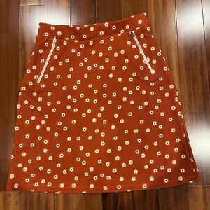 Le Lis Collection Rust Orange Skirt Floral Front Zippers A-Line Mini Size Medium